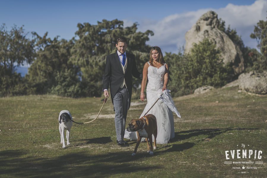 Paseando los perros el dia de su boda